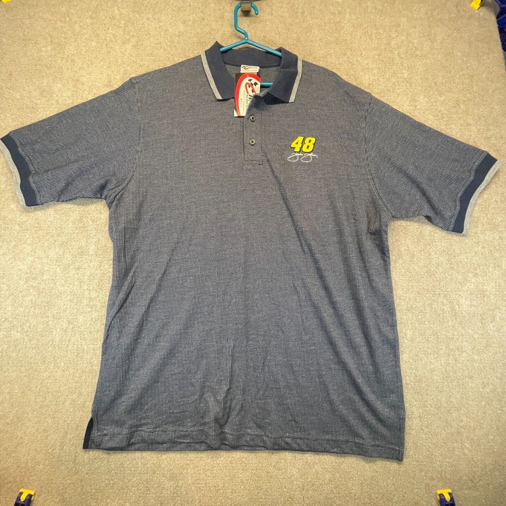 NASCAR Jimmie Johnson #48 Chase Polo Shirt NWT Men's XL Short Sleeve Blue Gray